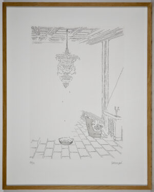 Gravure "Il pleut" par Sempé