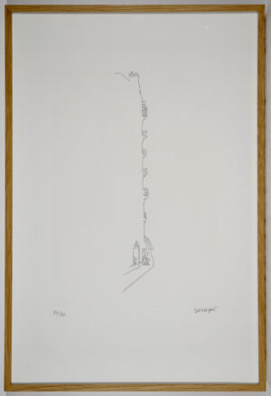 Gravure "Café haut, café bas" par Sempé