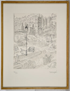 Gravure "Rue de Paris" par Sempé