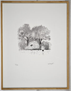 Gravure "Le déjeuner sur l'herbe" par Sempé