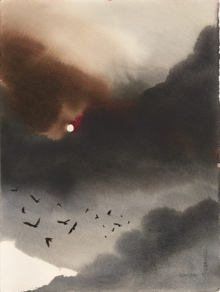 Gli uccelli e la luna rossa